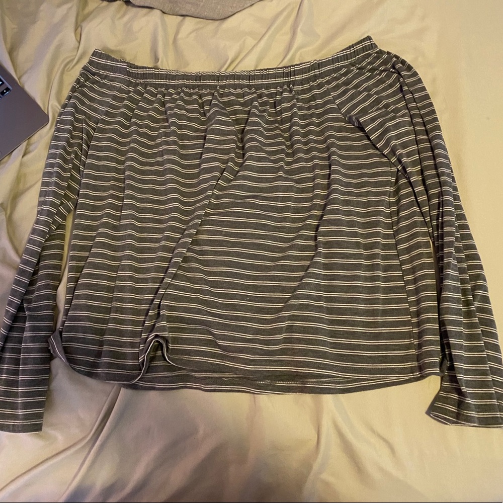 striped off the shoulders long sleeve shirt
